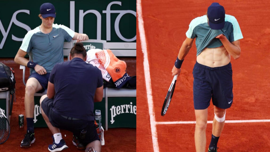 Sinner, che peccato: ritiro per infortunio, è fuori dal Roland Garros