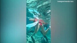 Wanda Nara e Icardi, giornata tra piscina e sport