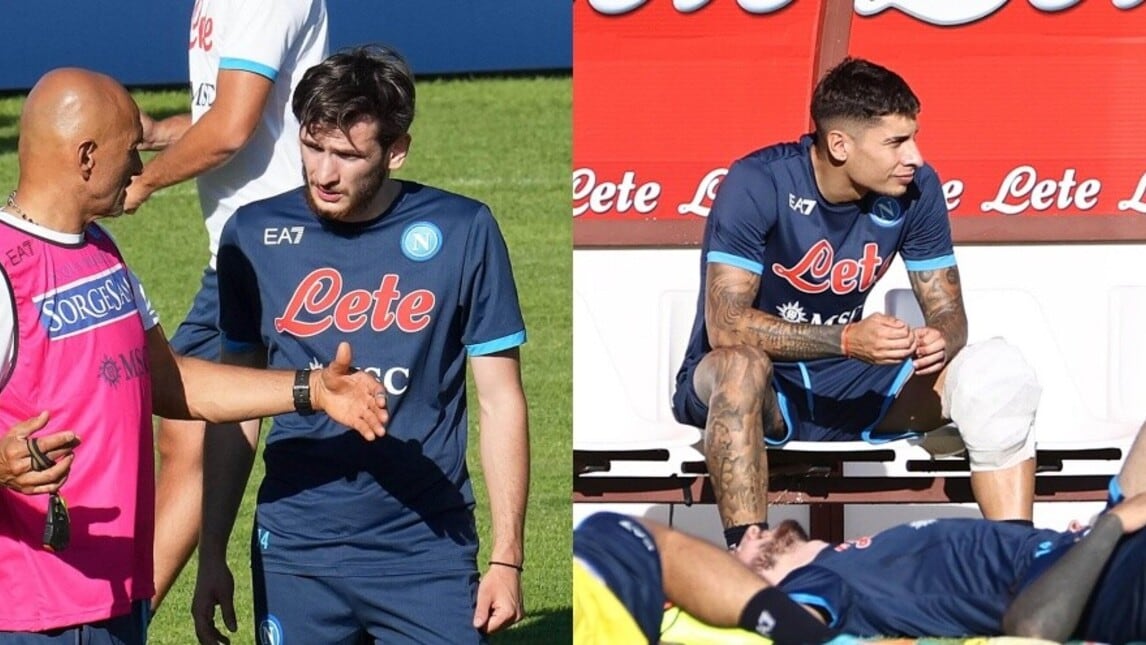 Napoli, Spalletti a colloquio con Kvaratskhelia: ghiaccio sul ginocchio per Olivera