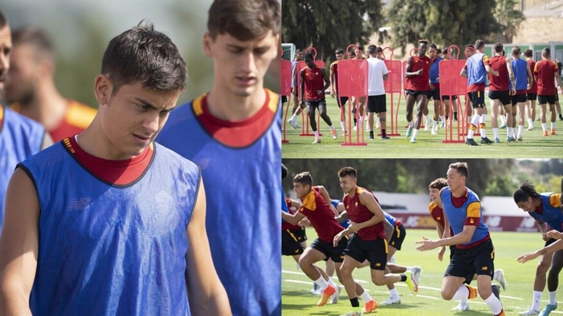 Roma, allenamento duro: Dybala lavora con i compagni