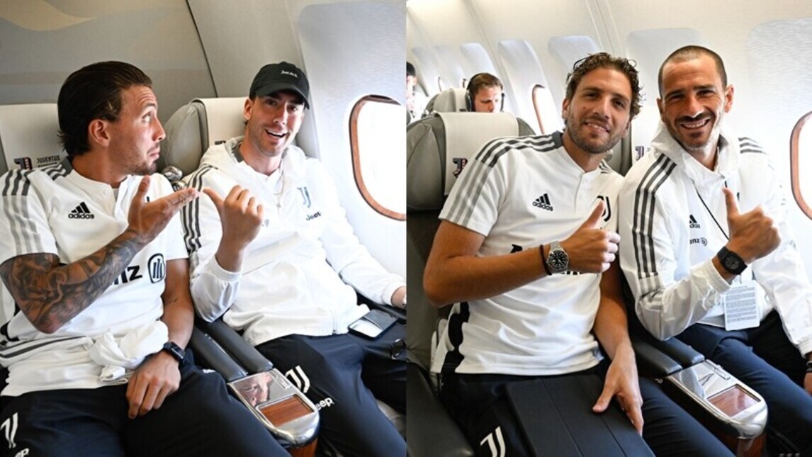 Juve, quanti sorrisi sul volo per Dallas: tutto pronto per la sfida al Barcellona
