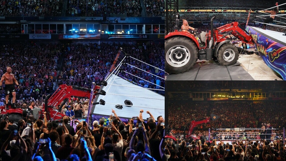 Spettacolo WWE: trattori e ring ribaltati