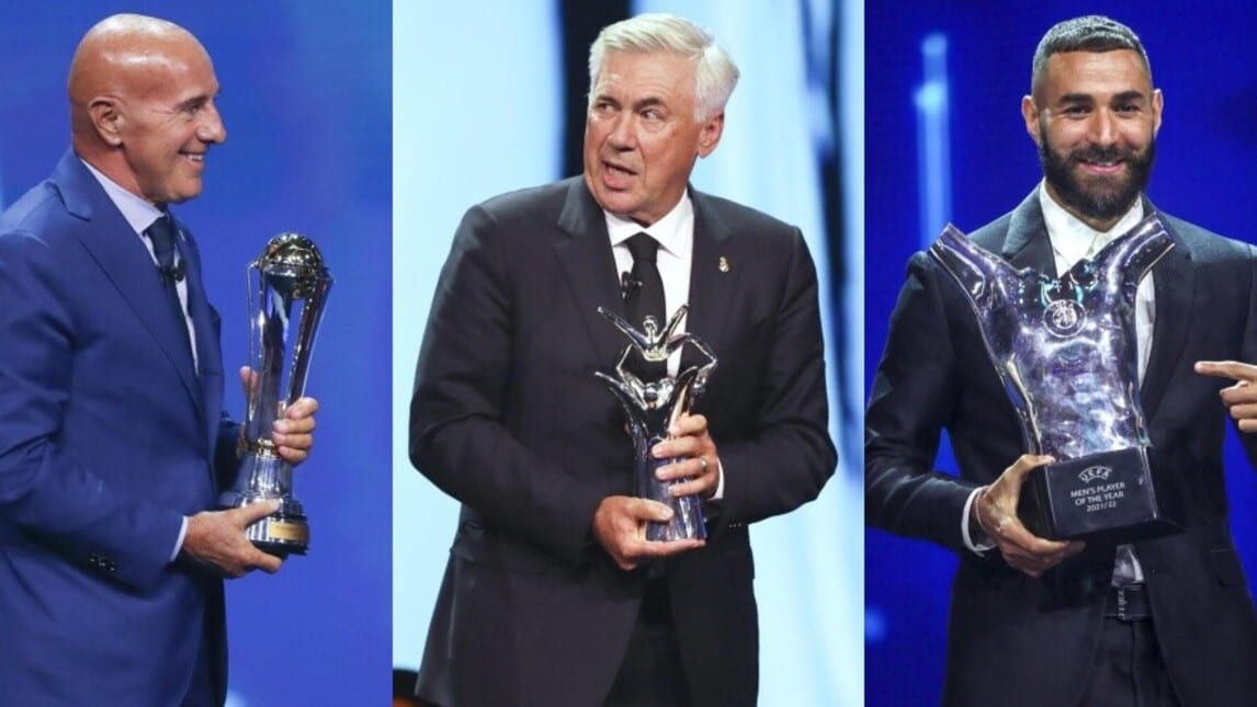 Sacchi, Ancelotti e Benzema premiati dall'Uefa