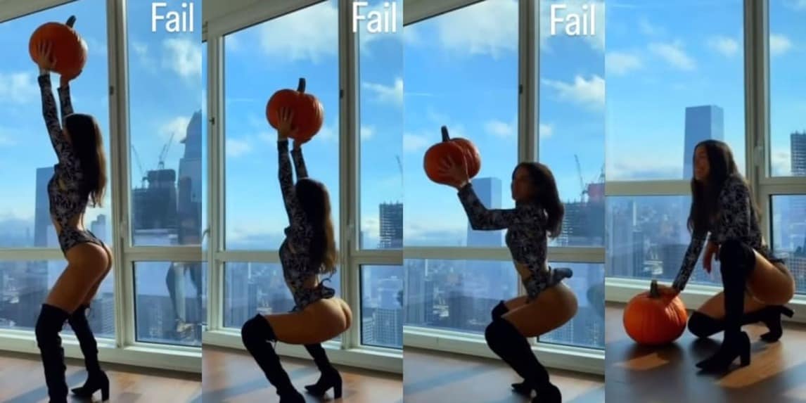 Jen Selter si allena con una zucca, ma resta nuda a sorpresa FOTO