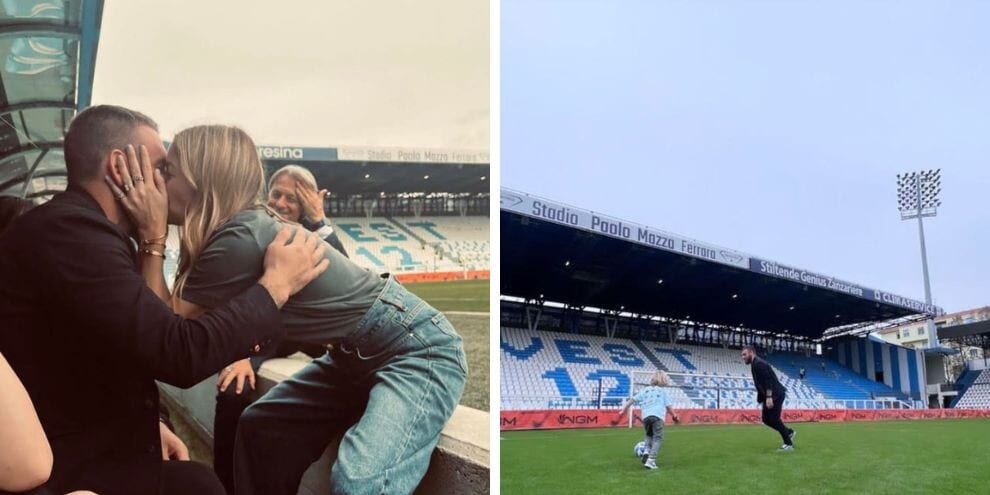 De Rossi e Sarah Felberbaum, che bacio sul campo della Spal!