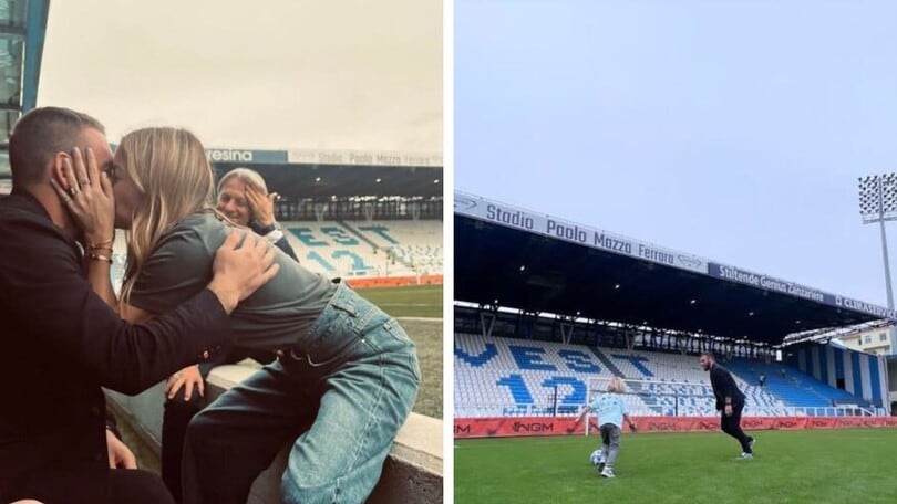 De Rossi e Sarah Felberbaum, che bacio sul campo della Spal!