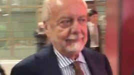 Napoli, De Laurentiis esce dall'Olimpico soddisfatto per la vittoria