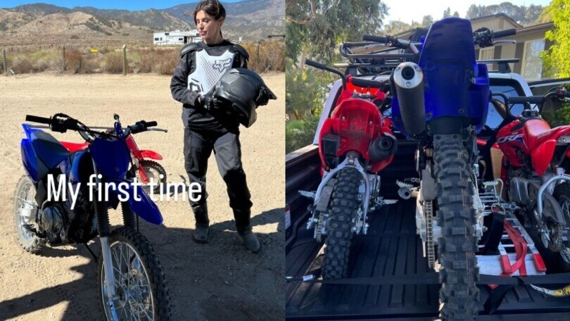 Elisabetta Canalis avventuriera: che forza il primo giro in moto cross nel deserto