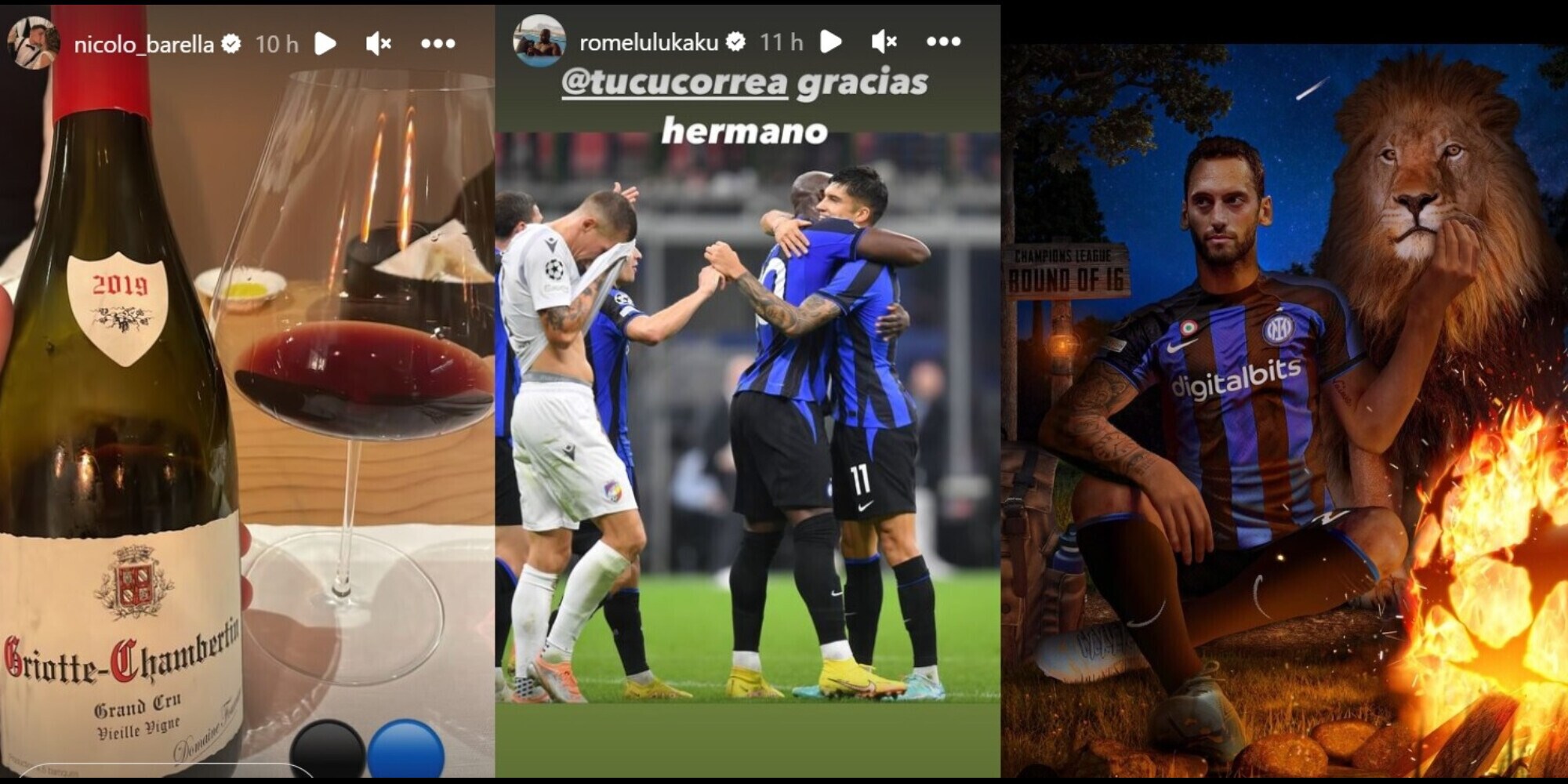 Inter, festa social: Barella brinda con un rosso di Borgogna, Lukaku ringrazia Correa