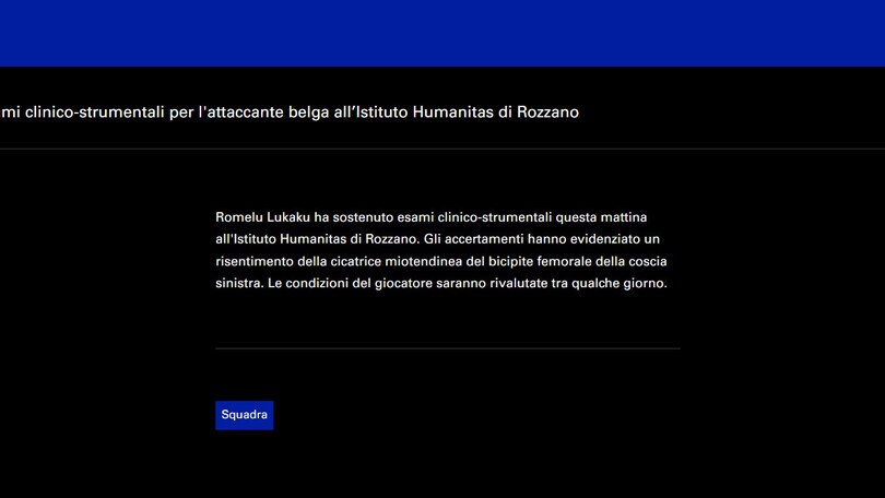 Inter, stop Lukaku: niente Juve e Mondiali a rischio