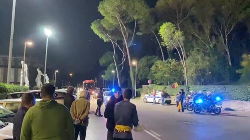 Roma-Ludogorets, l'arrivo del pullman giallorosso