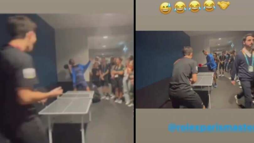 Djokovic perde al mini ping-pong e si butta a terra