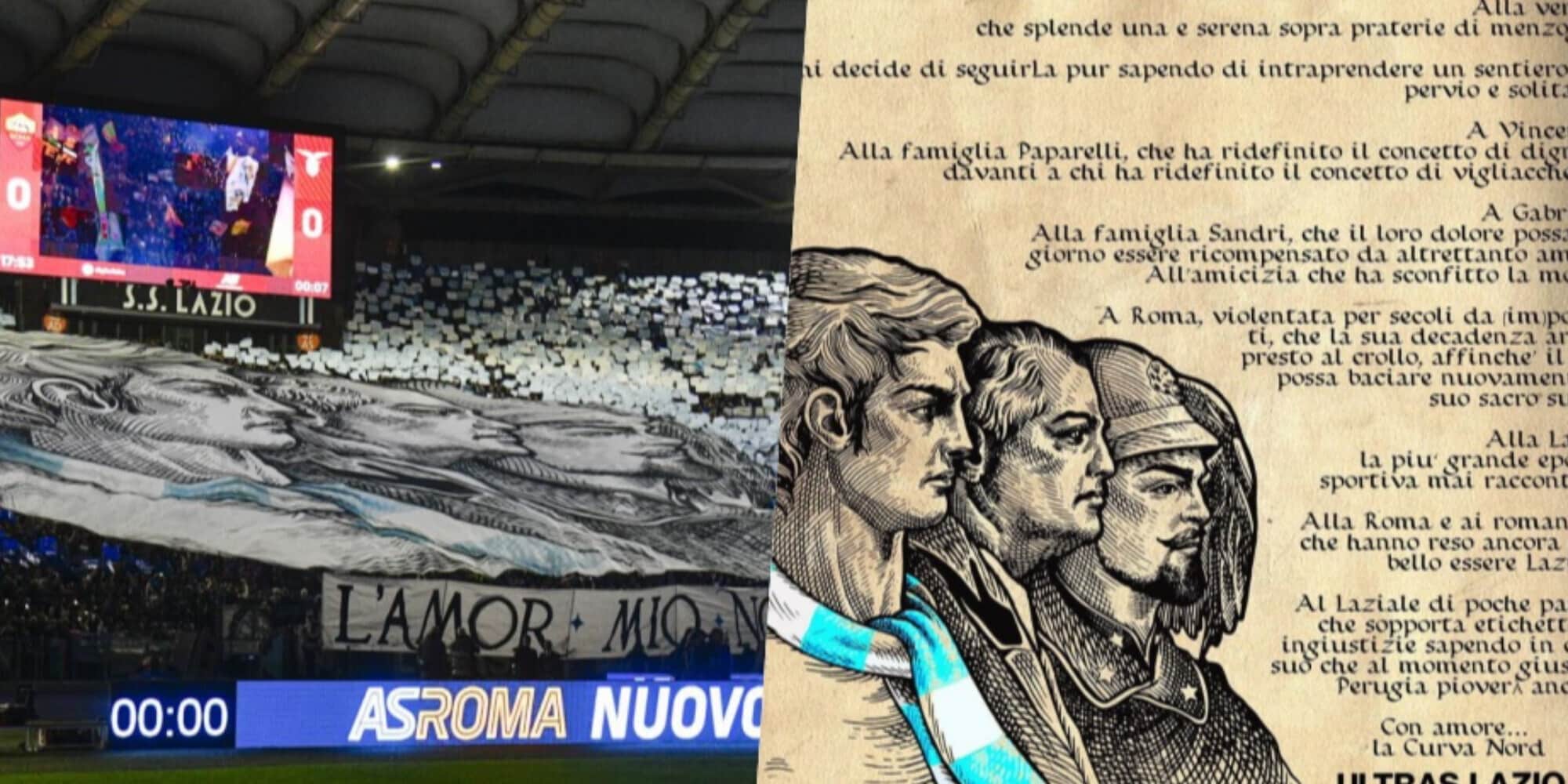 Lazio, la coreografia della Curva Nord al derby tra storia e passione