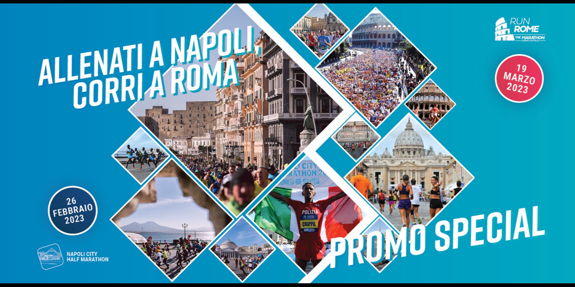 Napoli City Half Marathon e Run Rome The Marathon, iscrizione unica per due grandi città da vivere