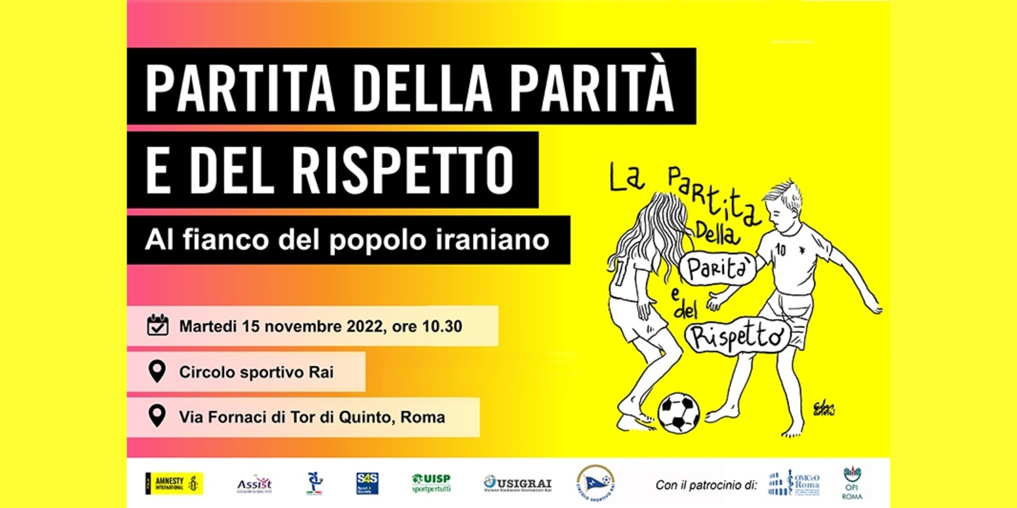 Libertà e diritti: la Partita della parità e del rispetto torna in campo al fianco del popolo iraniano