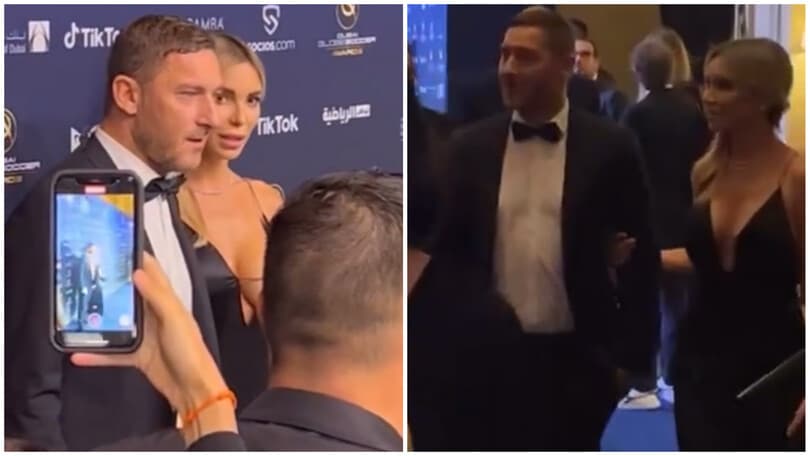 Totti e Noemi, la prima uscita pubblica: ecco la sfilata ai Globe Soccer Awards