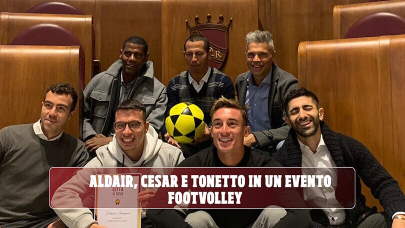 Aldair, Cesar e Tonetto in un evento FootVolley