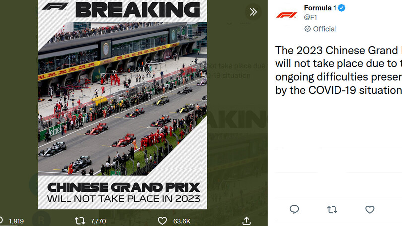 F1, ufficiale: niente GP di Cina nel 2023