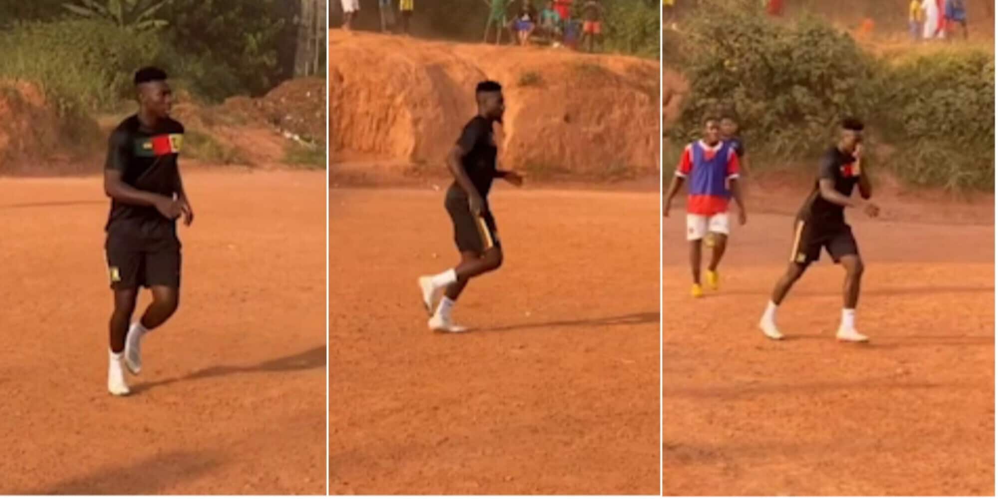 Onana gioca in Camerun: partitella con i bambini su un campo in terra