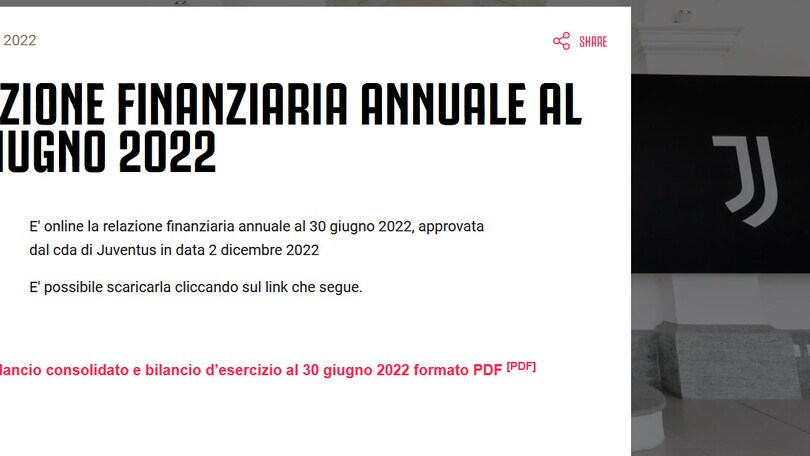 Relazione finanziaria Juve: "Sanzioni, esclusione o limitazione all'accesso alle competizioni sportive"