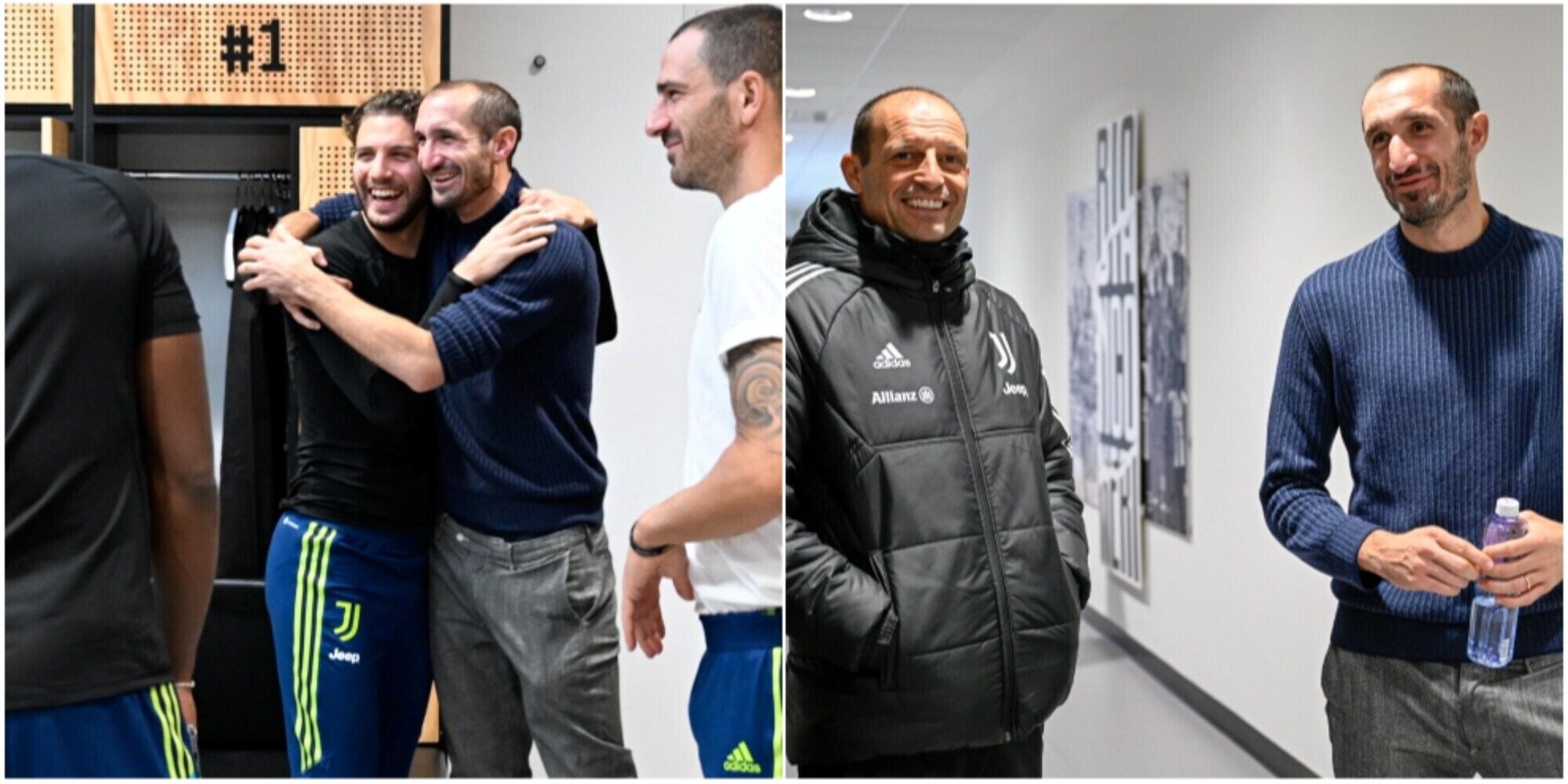 Juve, Chiellini alla Continassa: incontro con Bonucci, Allegri e gli altri