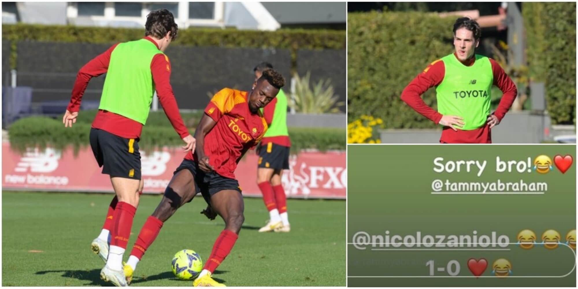 Roma, il tunnel di Zaniolo ad Abraham scatena i tifosi sui social