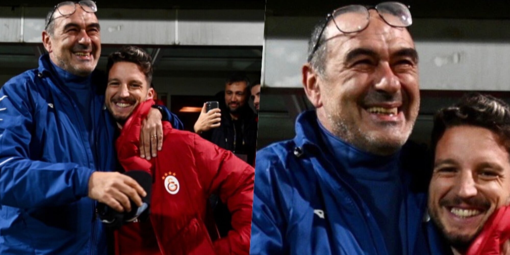 Lazio, Sarri e l’incontro con Mertens: foto e sorrisi sui social