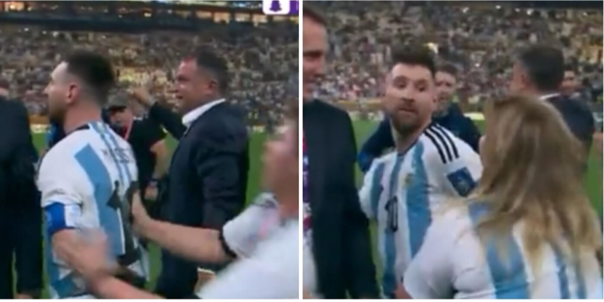 Messi vince il Mondiale e viene assalito in campo: chi è la donna misteriosa
