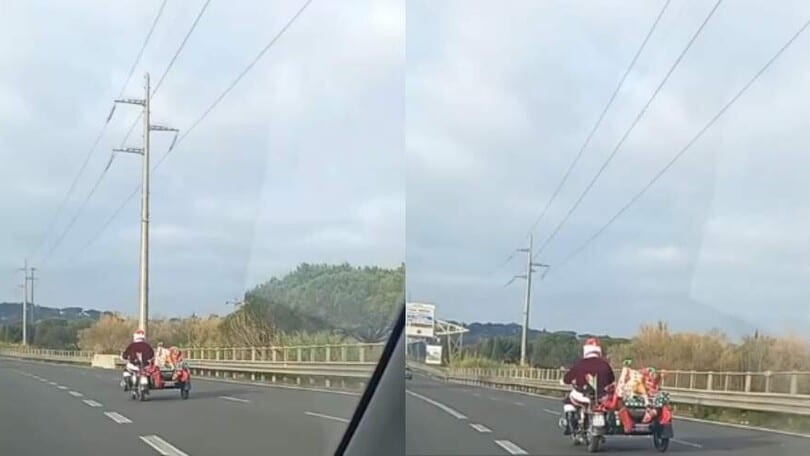 Babbo Natale in moto: una scena simpatica sul Raccordo