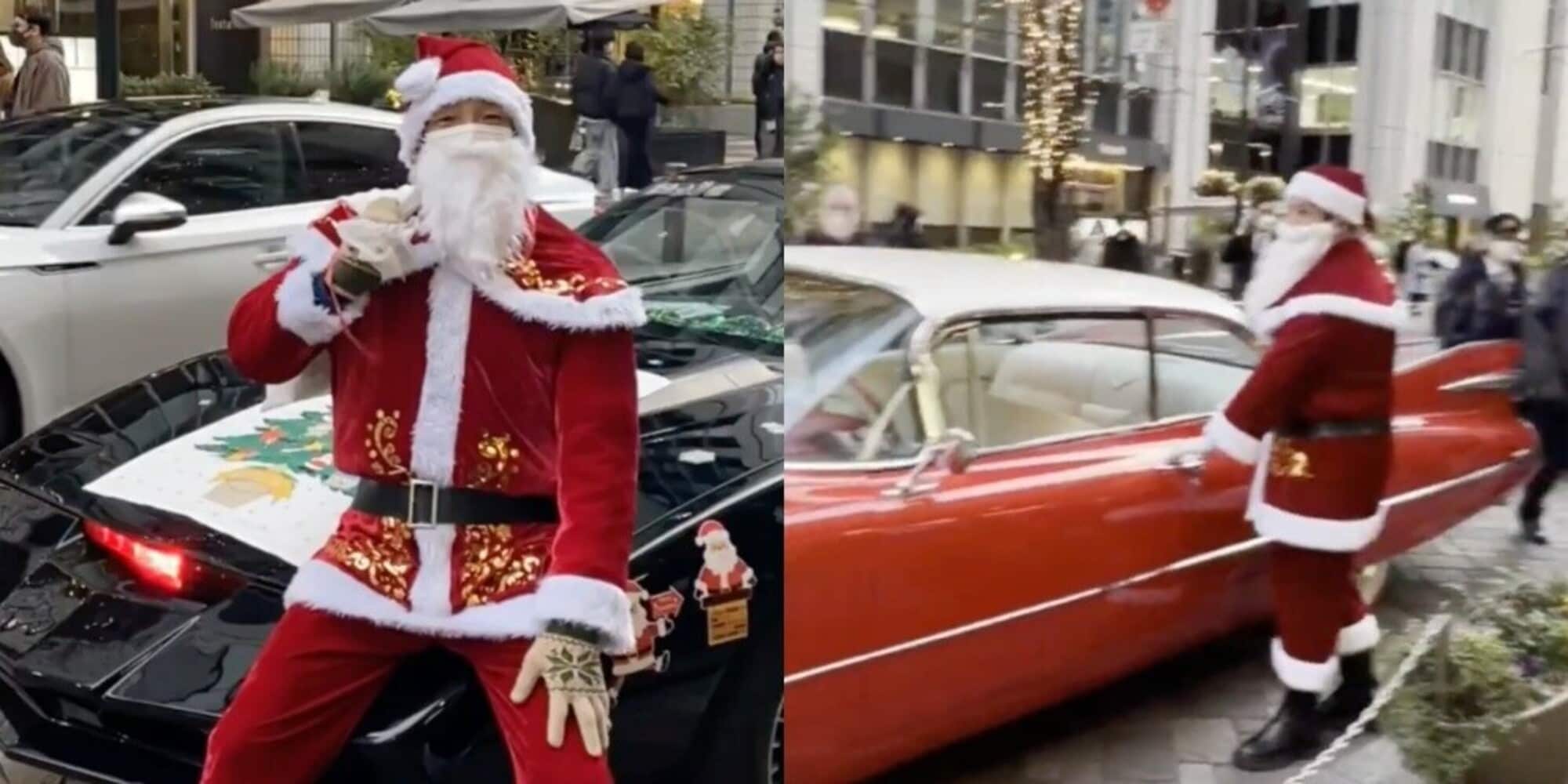Il Babbo Natale di Tokyo sta avanti: consegna i regali a bordo di auto d’epoca VIDEO