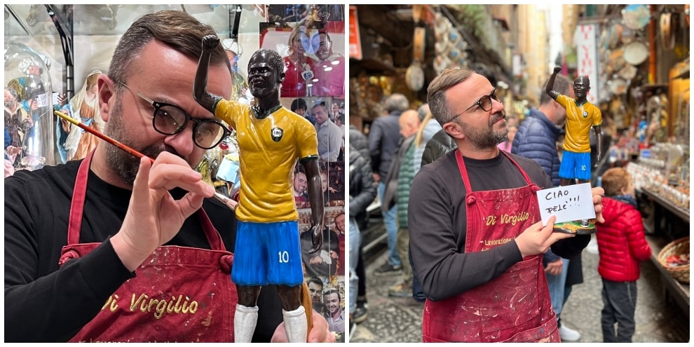 Pelé, l'omaggio nei presepi di San Gregorio Armeno