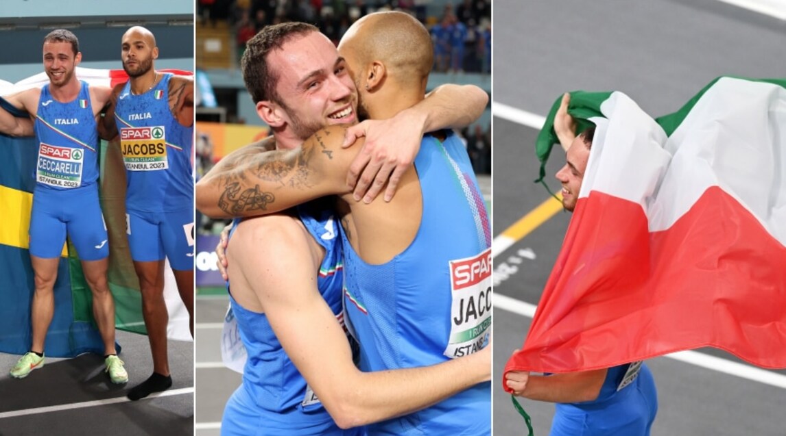 Oro per Ceccarelli e argento per Jacobs a Istanbul: l'abbraccio tra i due è commovente
