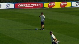 Il secondo allenamento degli azzurri a Coverciano.
