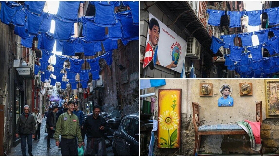 Napoli sempre più azzurra: decine di maglie dell'Italia appese ai Quartieri Spagnoli