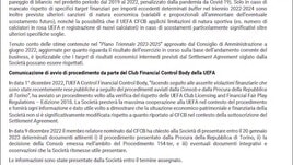 La Juve conferma: "Indagine Uefa aperta a dicembre 2022"