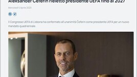 Ufficiale, Ceferin presidente Uefa fino al 2027