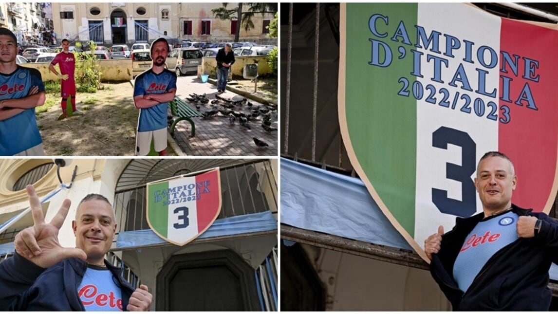 Napoli, il parroco tifoso pronto per lo scudetto: lo appende sulla chiesa