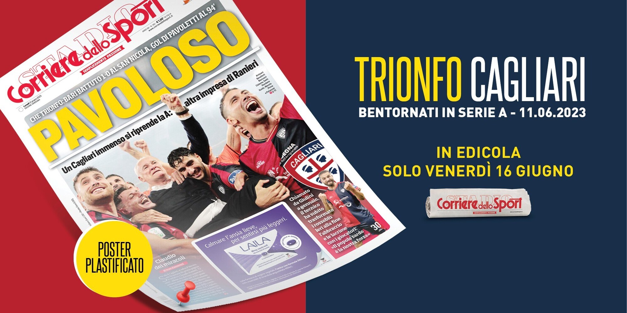 Cagliari, bentornati in Serie A. Il poster celebrativo ti aspetta in edicola solo il 16 giugno