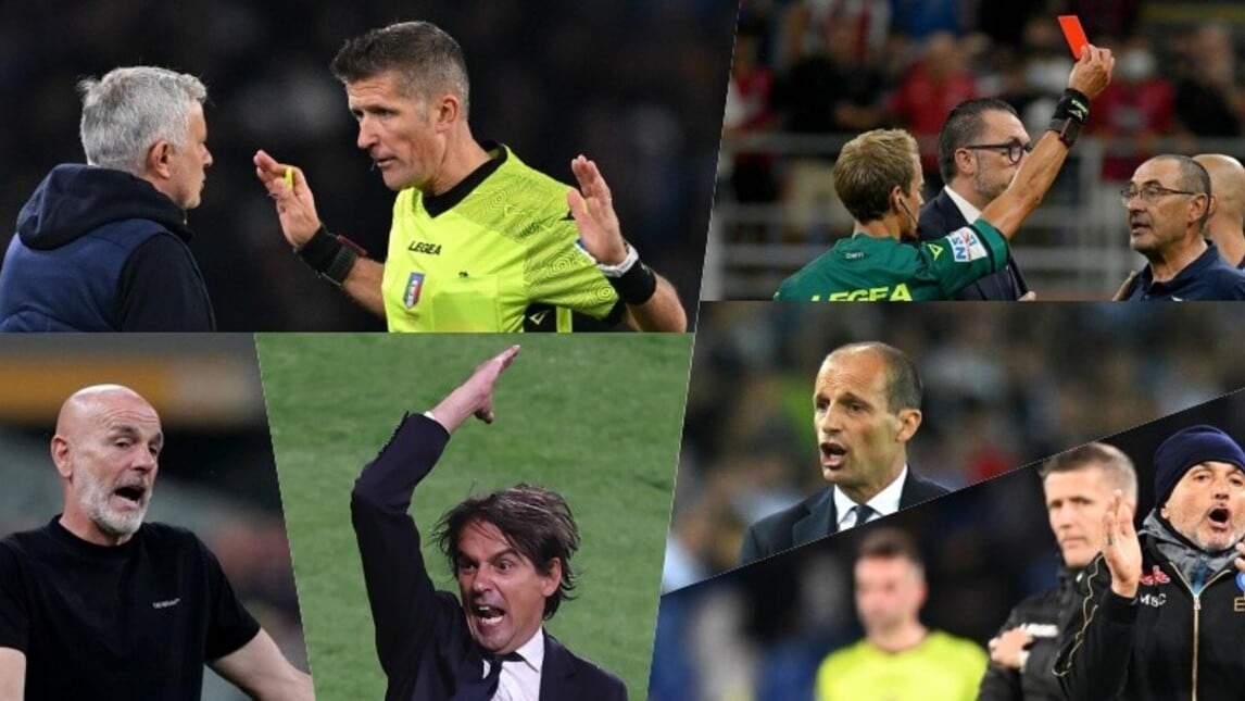 Serie A, la classifica dei cartellini agli allenatori: Mourinho bersagliato