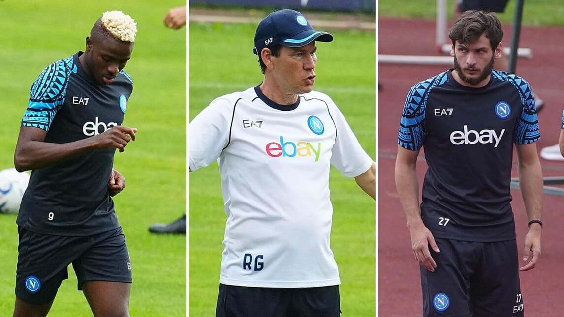 Napoli, Osimhen si allena coi compagni: le foto da Dimaro
