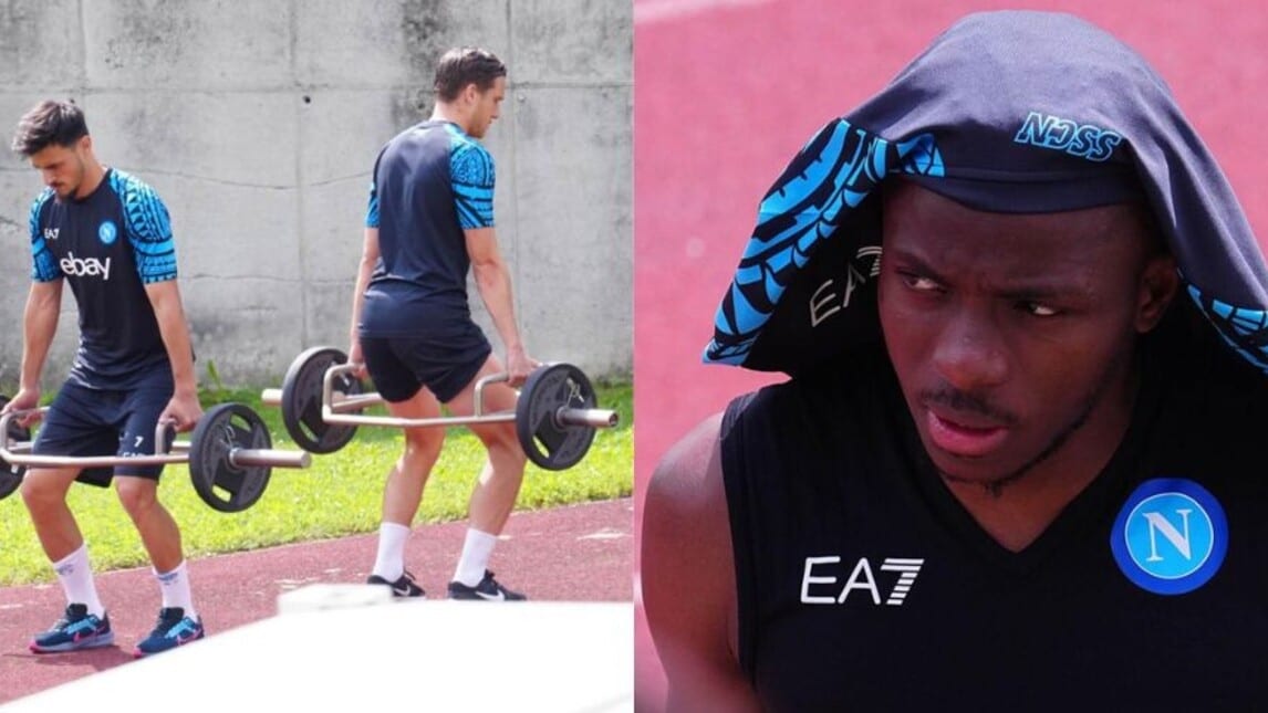 Il Napoli tira fuori i muscoli: Osimhen e la palestra all'aperto