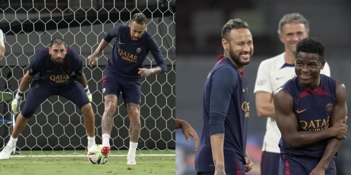Neymar, che numero: fa il tacco a Donnarumma e scoppia a ridere