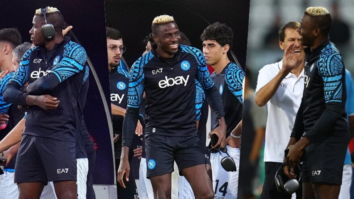 Napoli, Osimhen scatenato in panchina: si presenta con le cuffie!