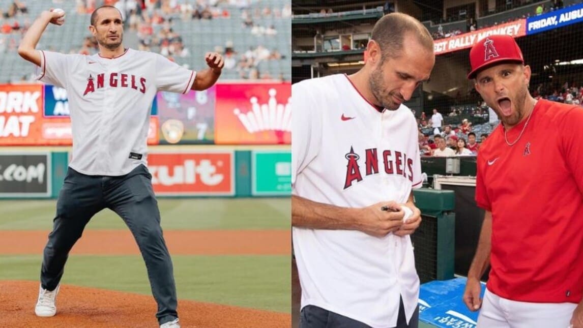Chiellini idolo a Los Angeles: il baseball e il primo lancio degli Angels