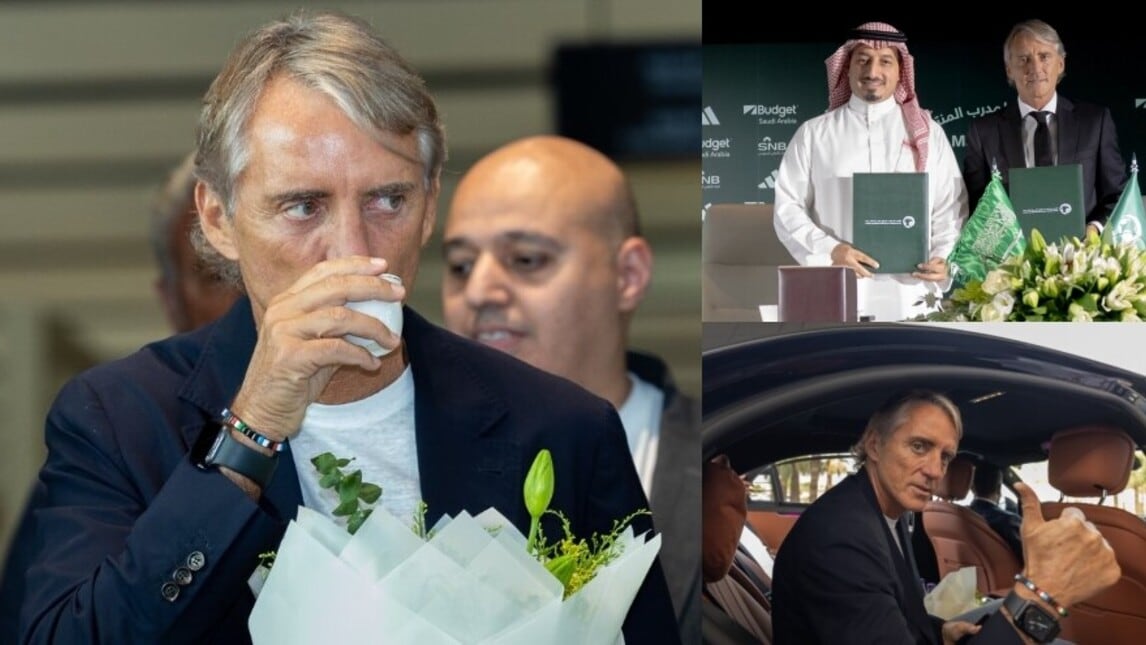 Mancini, fiori e caffè per la presentazione in Arabia Saudita