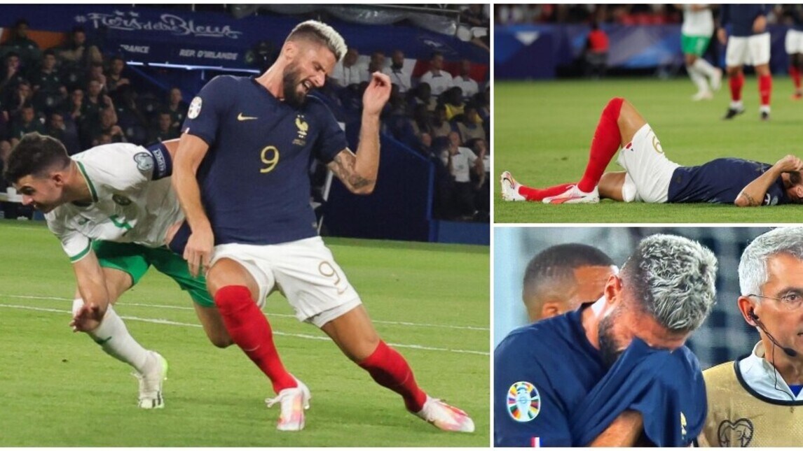 Giroud, brutto infortunio con la Francia: lascia il campo in lacrime