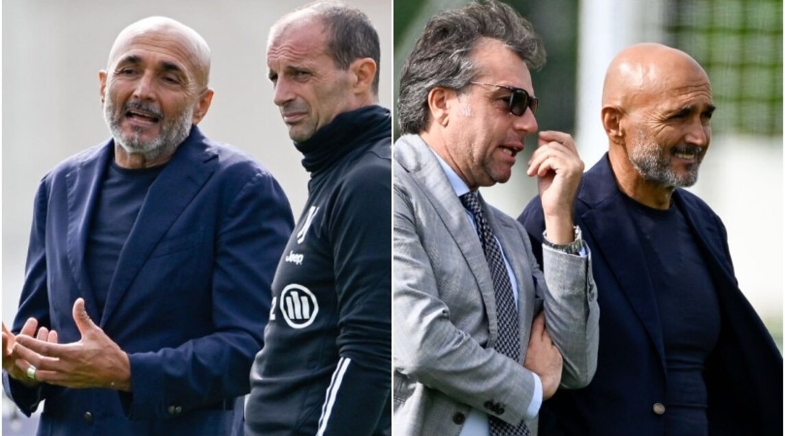 Juve, che sorpresa: Spalletti assiste all'allenamento insieme ad Allegri! 
