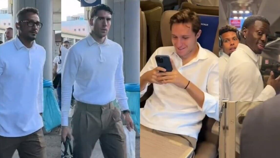 Juve in treno verso Reggio Emilia: Weah scherza e Chiesa se la ride