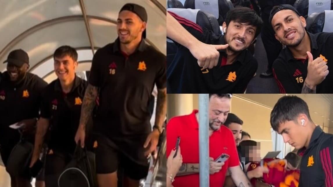 La Roma verso Torino: sorrisi e autografi per i tifosi