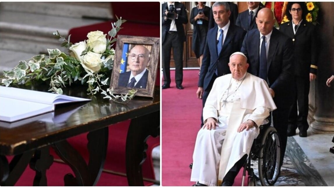 Addio a Napolitano, il Papa alla Camera ardente a Roma